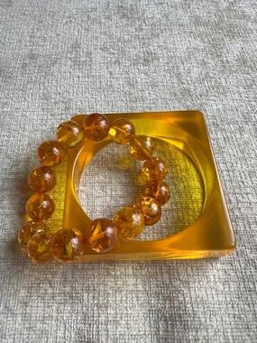 Vintage Amber Orange Beaded Bracelet Set